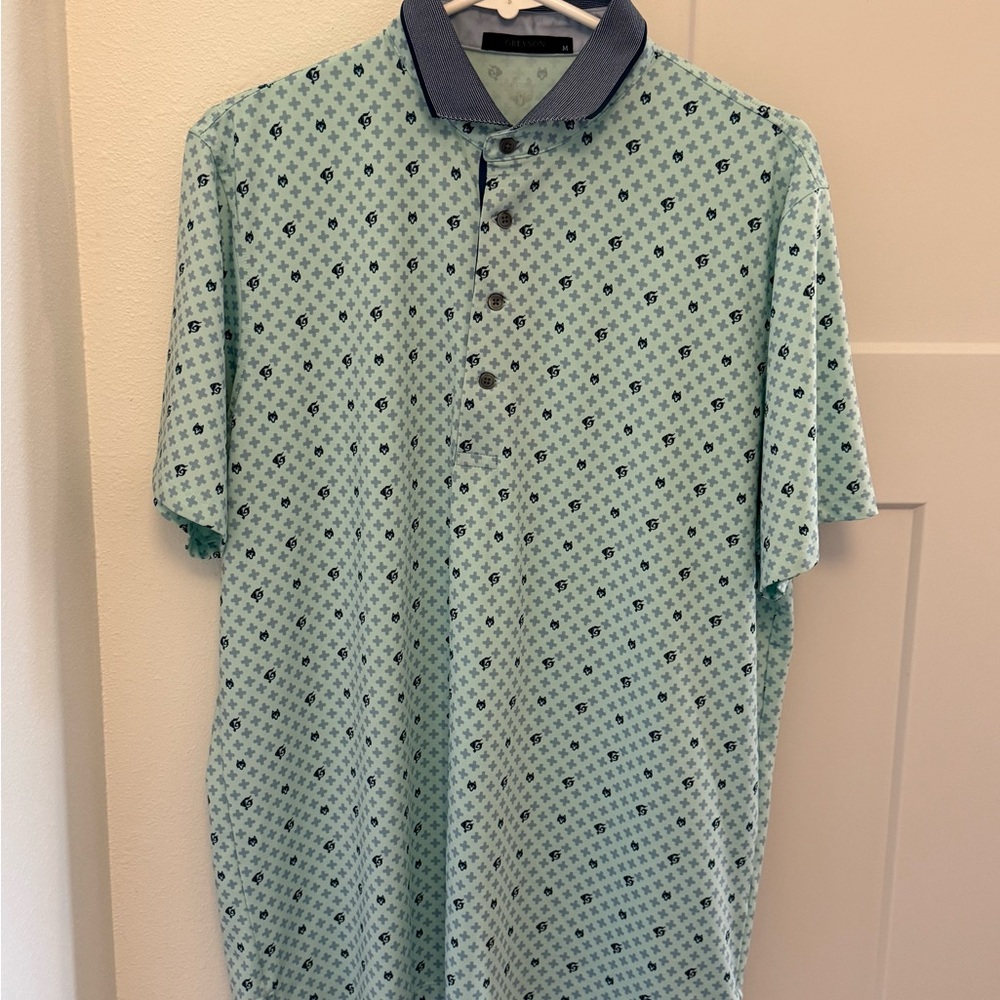 Men's Greyson Mint Green Patterned Polo Shirt